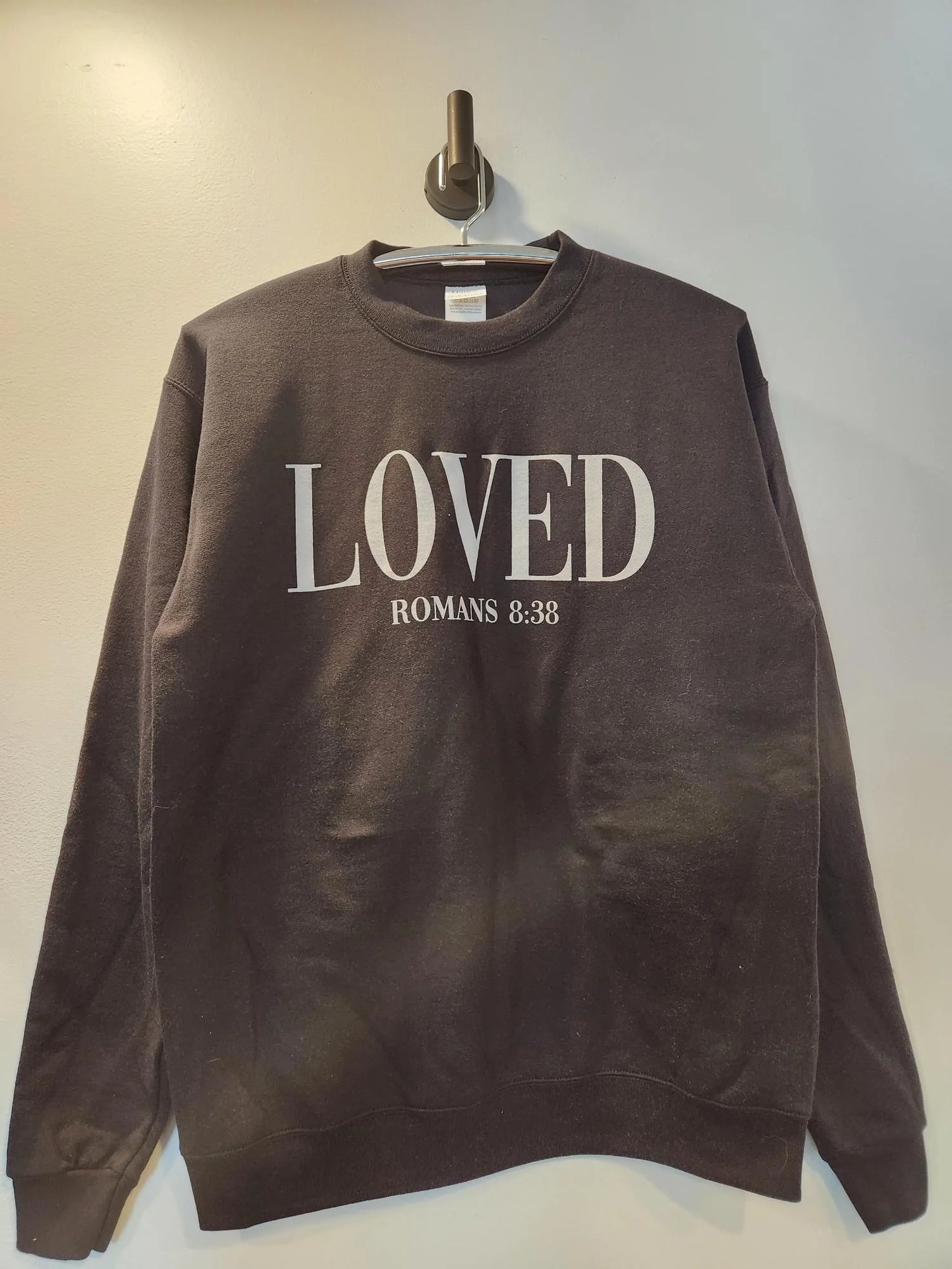 LOVED Romans 8:38 Black Sweatshirt